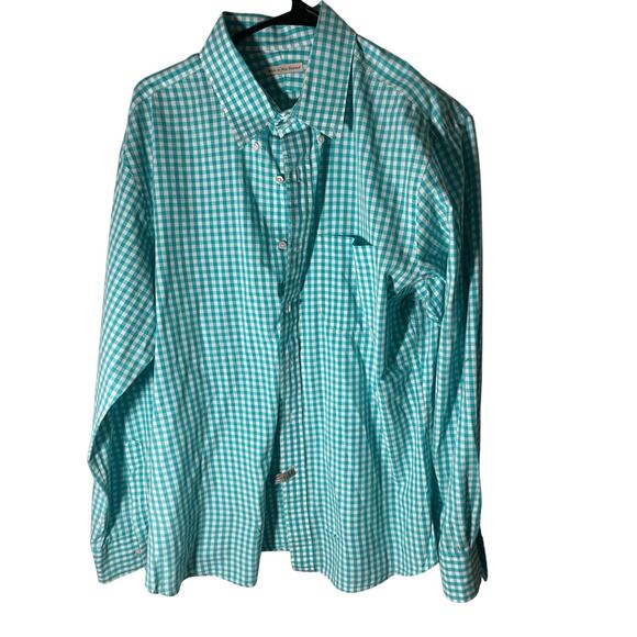Men's Checkered Large Blue Long Sleeve Button Down Shirt - Picture 1 of 5